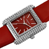 Akribos XXIV Quartz Crystal Red Dial Red Leather Ladies Watch AK1068RD - The Watches Men & Co #2