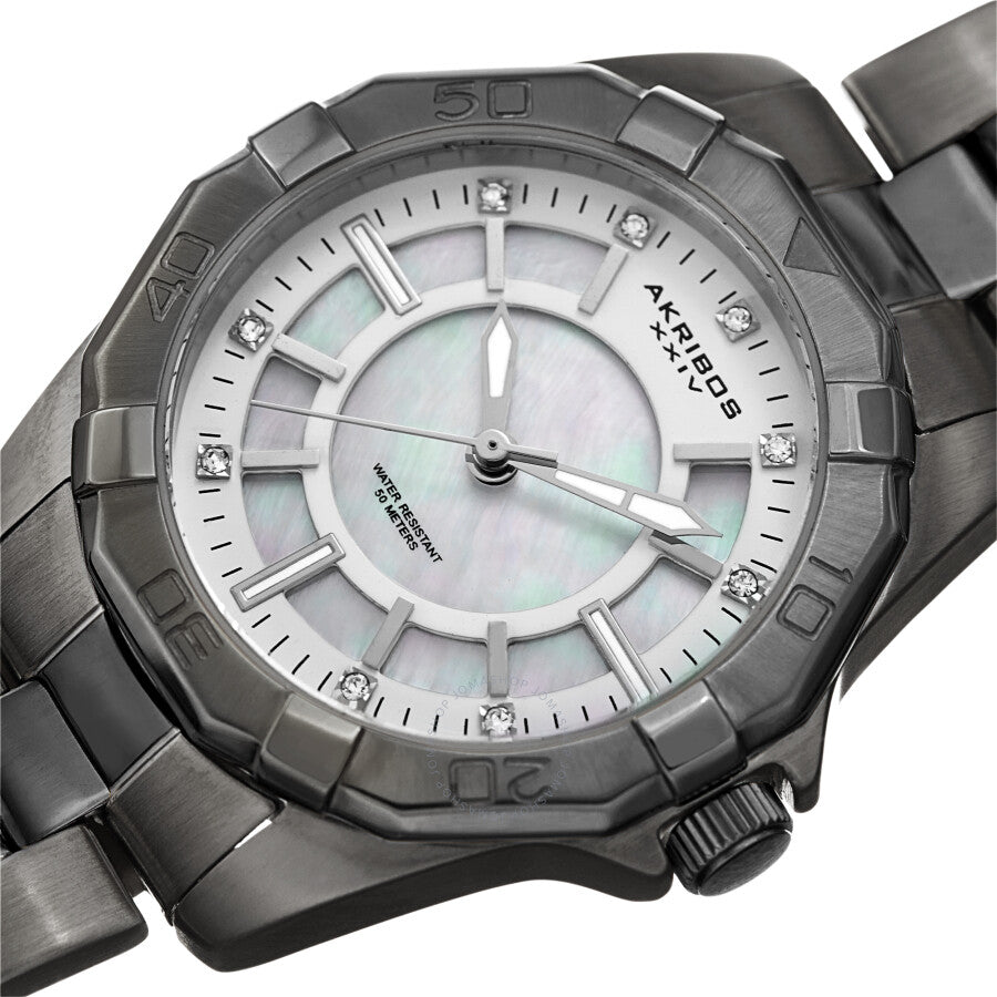 Akribos XXIV Quartz Crystal White Dial Ladies Watch AK1006GN - The Watches Men & Co #2
