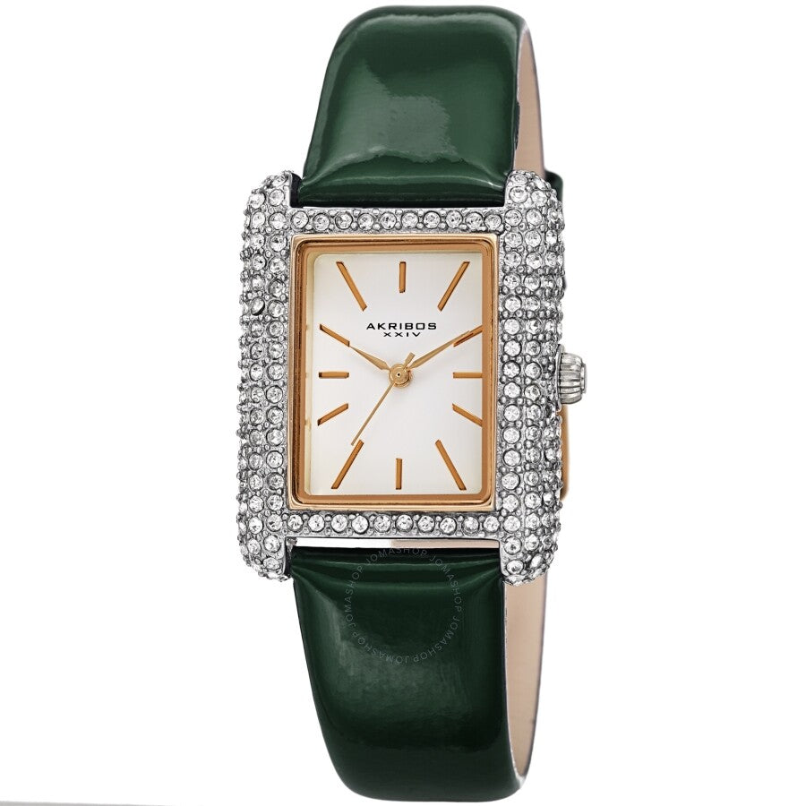 Akribos XXIV Quartz Crystal White Dial Ladies Watch AK1068GN - The Watches Men & Co