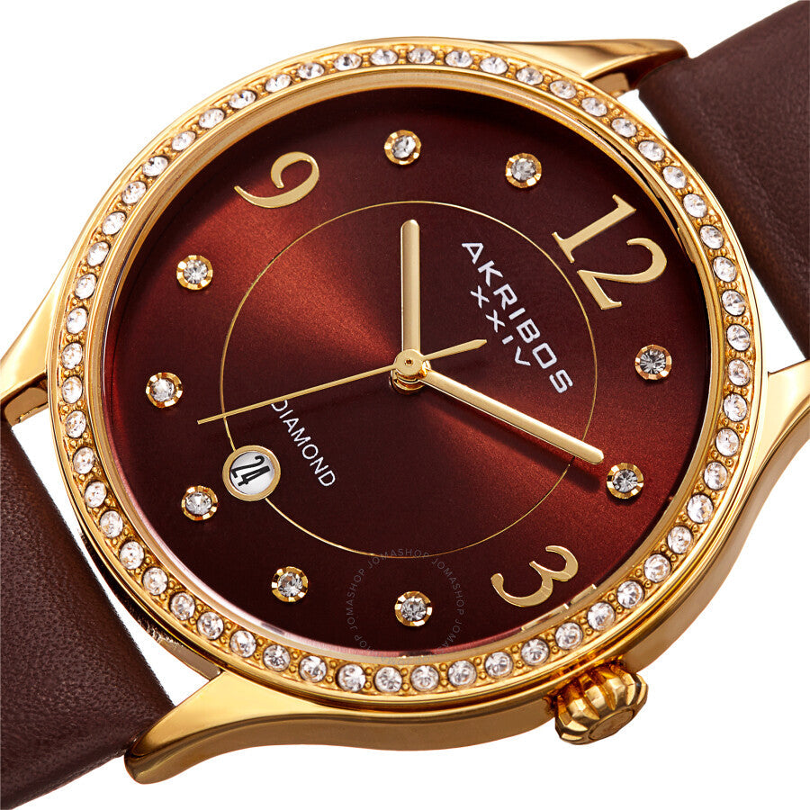 Akribos XXIV Quartz Diamond Brown Dial Ladies Watch AK1011BR - The Watches Men & Co #2