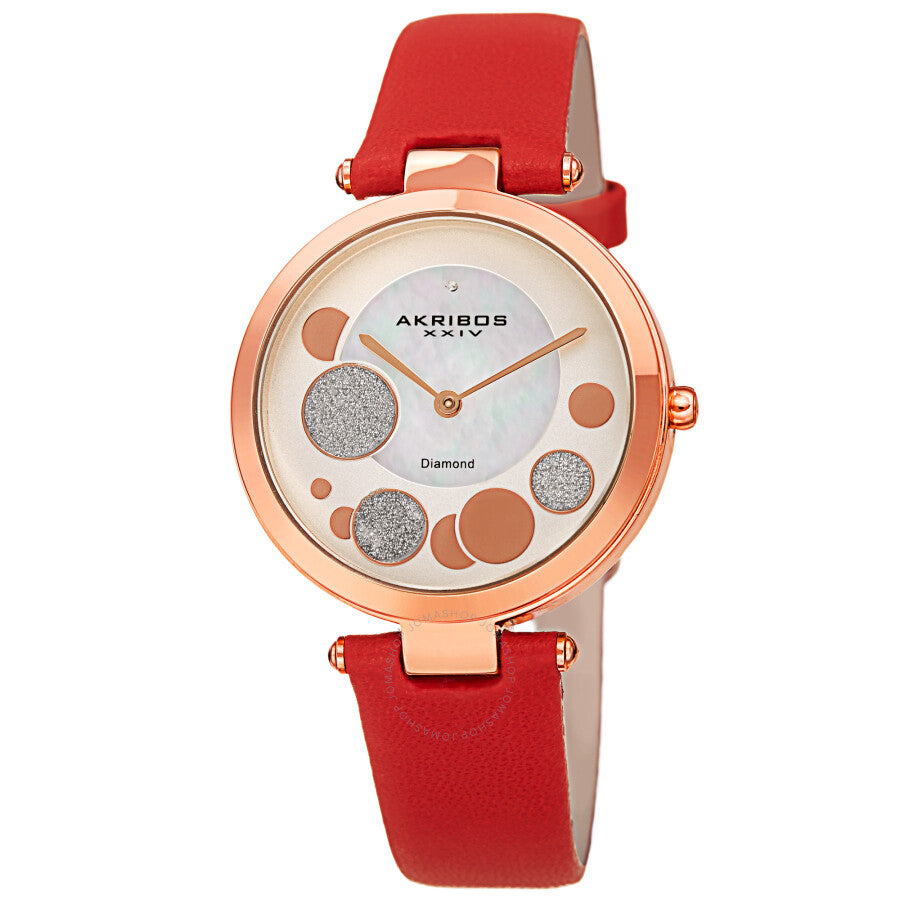 Akribos XXIV Quartz Diamond White Dial Ladies Watch AK1069RD - The Watches Men & Co