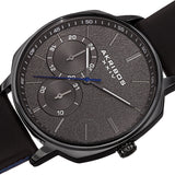Akribos XXIV Quartz Grey Dial Black Leather Men's Watch AK1022BK - The Watches Men & Co #2