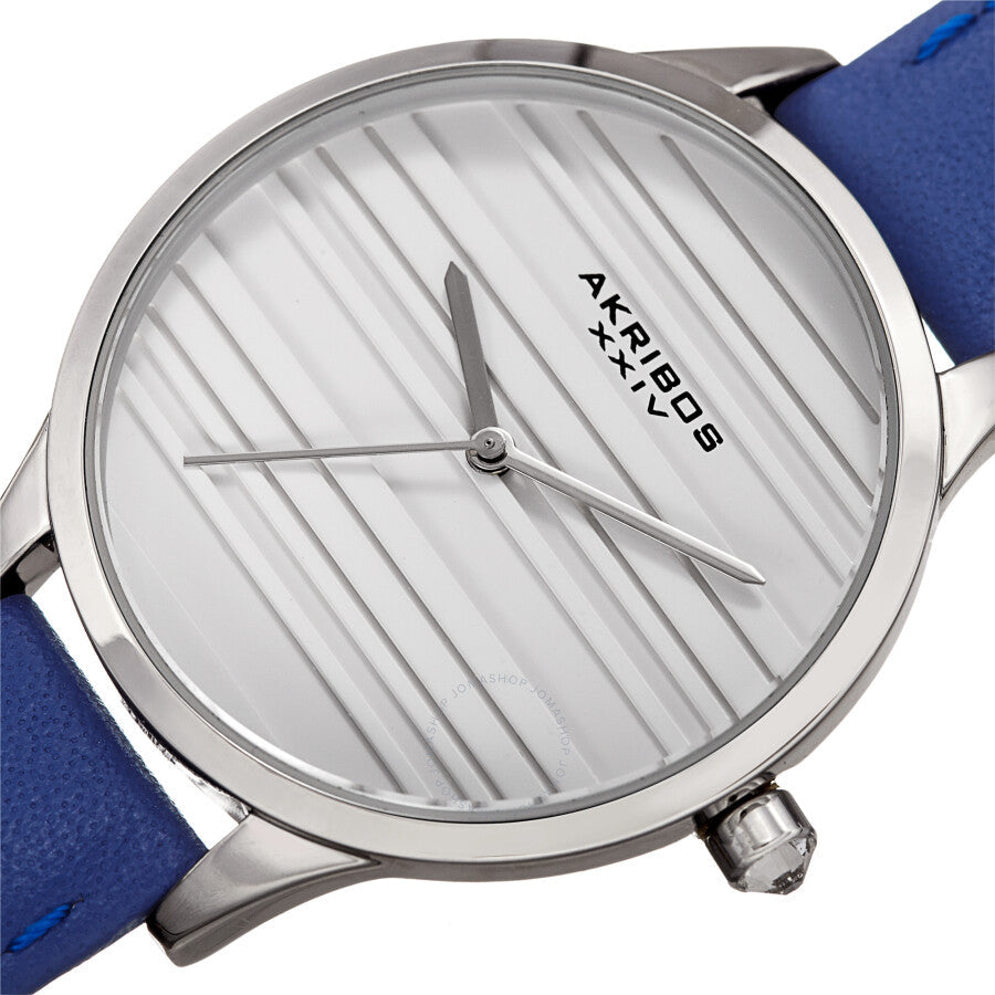 Akribos XXIV Quartz White Dial Blue Leather Ladies Watch AK1005BU - The Watches Men & Co #2