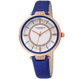 Akribos XXIV Quartz White Dial Blue Leather Ladies Watch AK1116BU - The Watches Men & Co