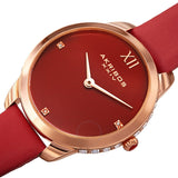 Akribos XXIV Red Dial Red Leather Ladies Watch AK1059RD - The Watches Men & Co #2