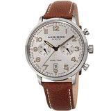 Akribos XXIV Silver Dial Dual Time Men's Watch AK1023SSBR - The Watches Men & Co
