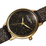 Akribos XXIV Swarovski Crystal Fabrics Quartz Gold Dial Ladies Watch P50105 - The Watches Men & Co #2