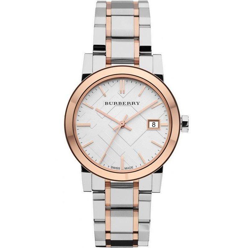Burberry Two Tone Rose Gold Stainless Steel Bracelet Ladies Watch BU9105