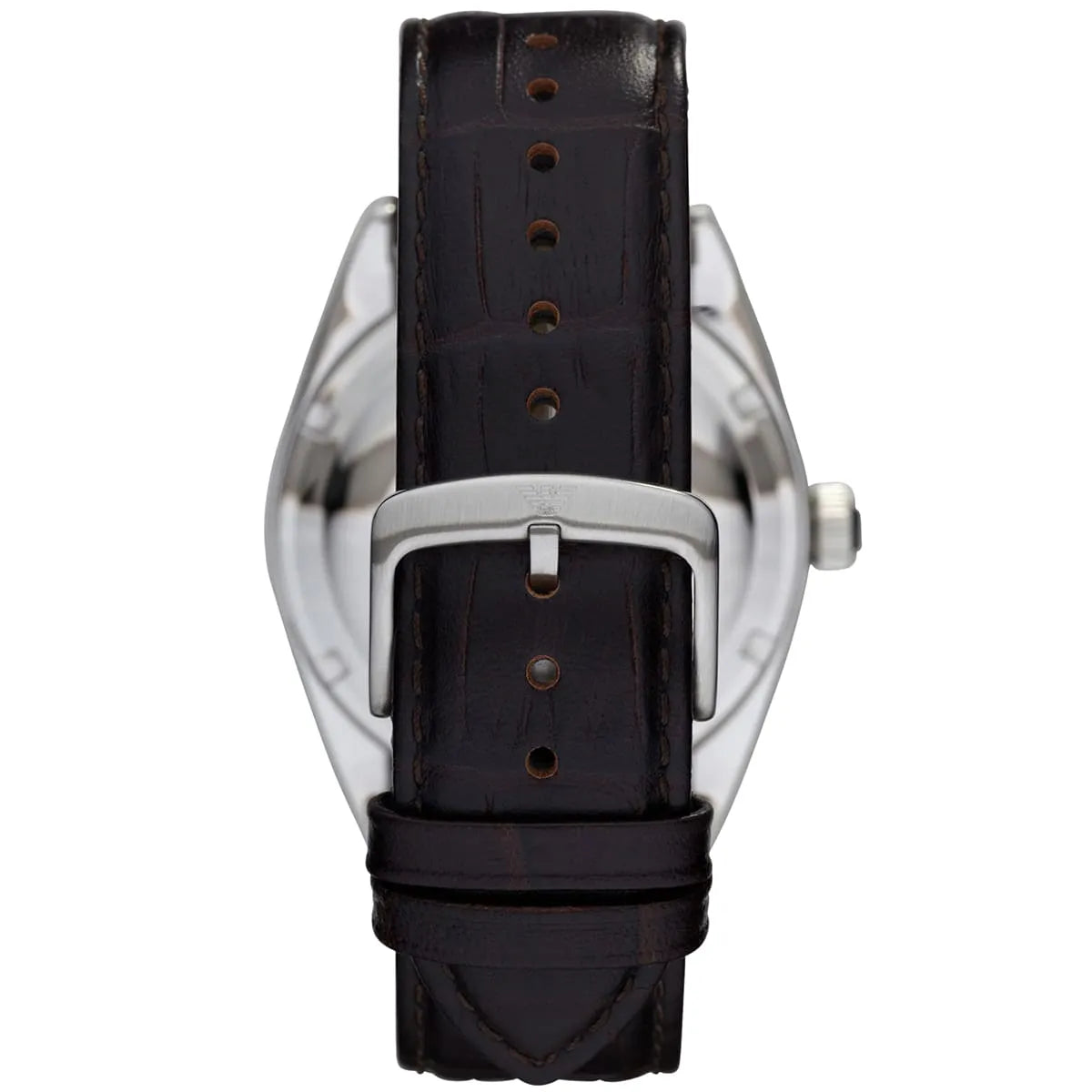Brown leather strap with buckle closure on Emporio Armani Franco AR0394 watch