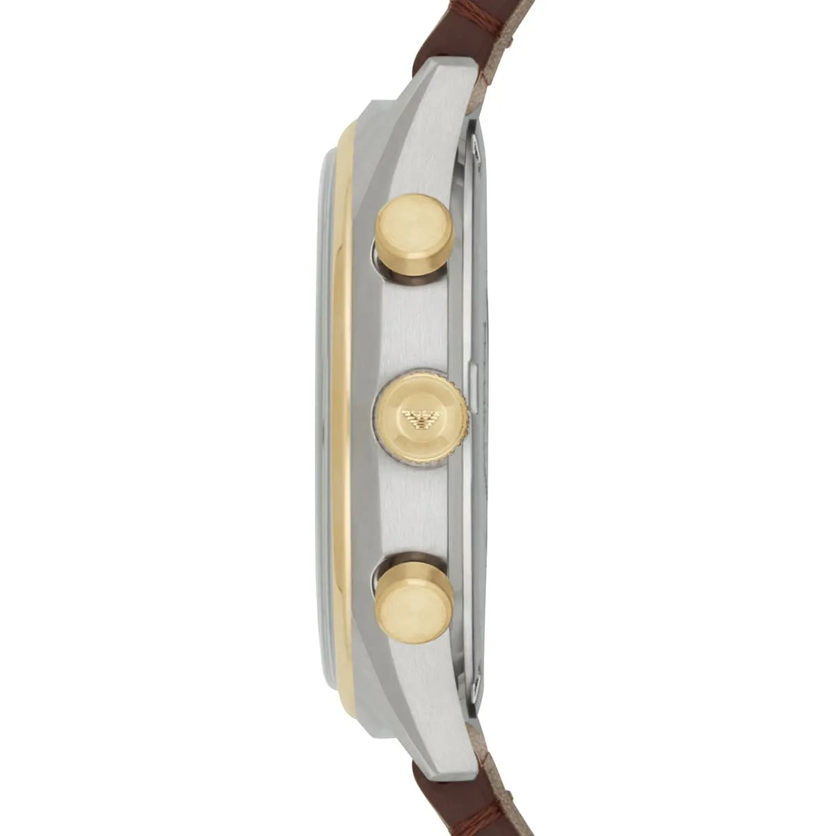 Side profile of Emporio Armani AR11033 showing case thickness and chronograph pushers