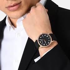Emporio Armani AR11097 watch on wrist in business casual setting