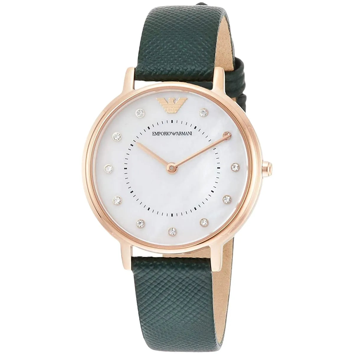 Emporio Armani Kappa AR11150 three-quarter view showing round case and crystal hour markers