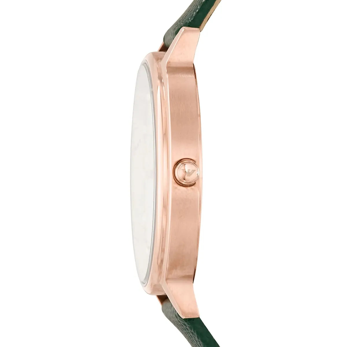 Emporio Armani Kappa AR11150 green leather strap with gold-tone buckle and cognac inner lining