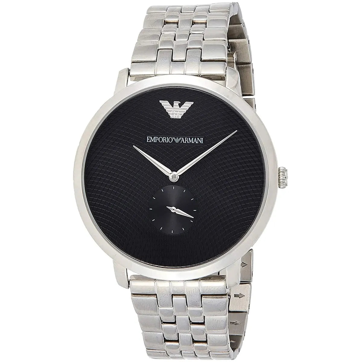 Emporio Armani Modern Slim Textured Black Dial Silver Men's Watch - AR11161