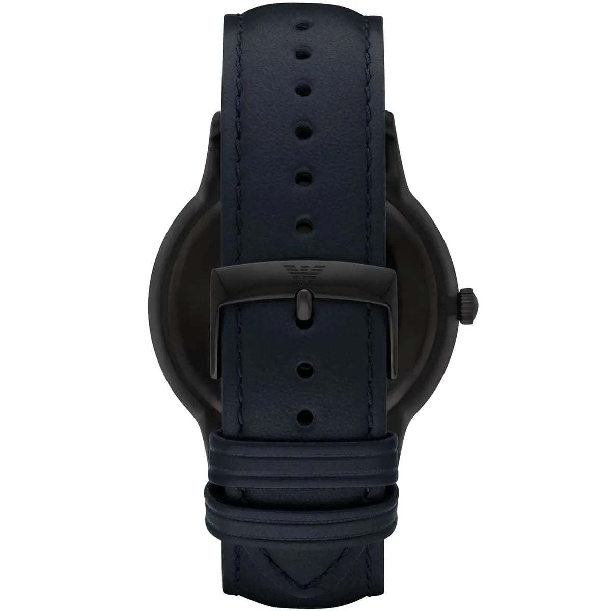 Emporio Armani Renato AR11190 caseback showing black case with leather strap