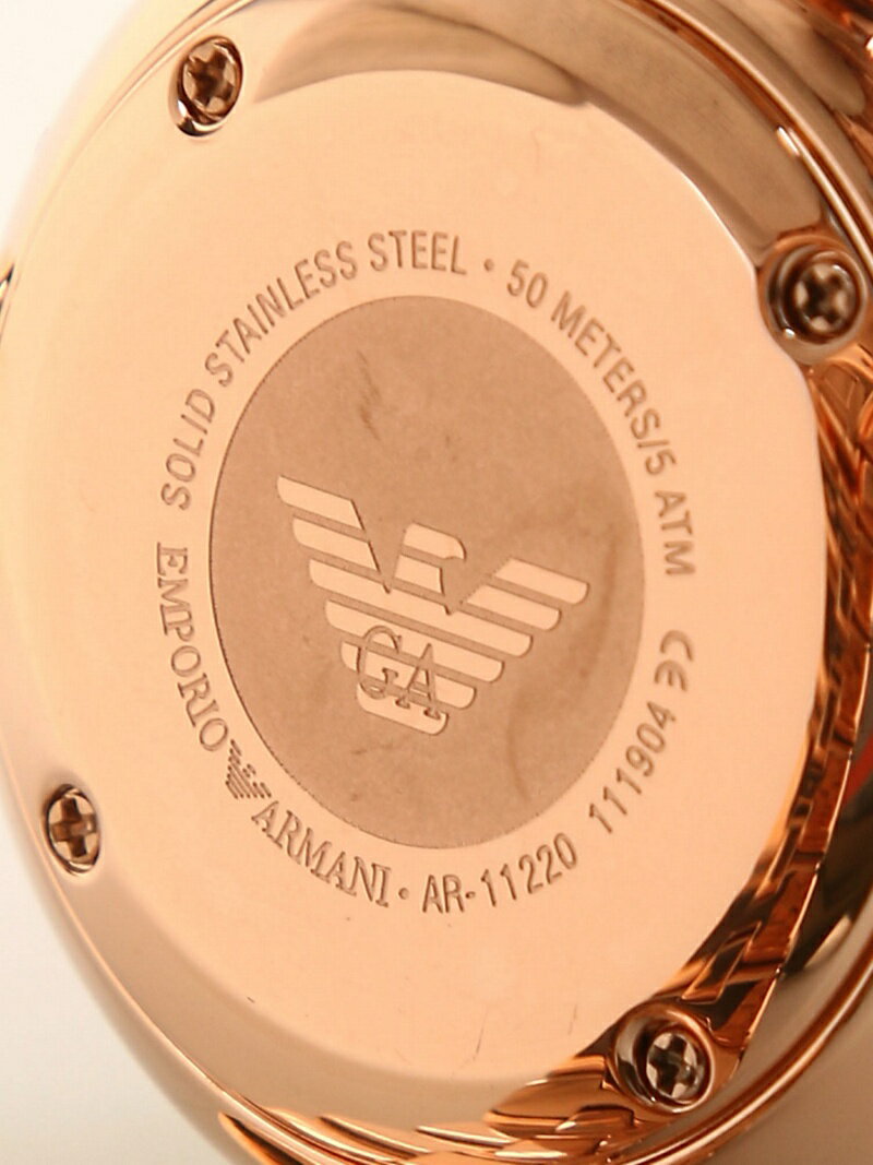 Emporio Armani AR11220 caseback engraved with eagle logo, 'solid stainless steel' and model number