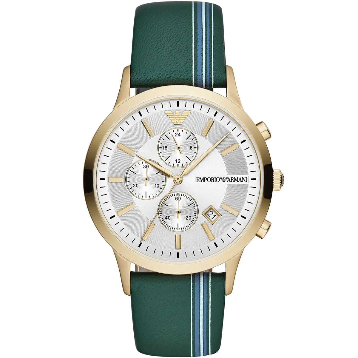 Emporio Armani AR11233 men's chronograph quartz watch front view with three subdials