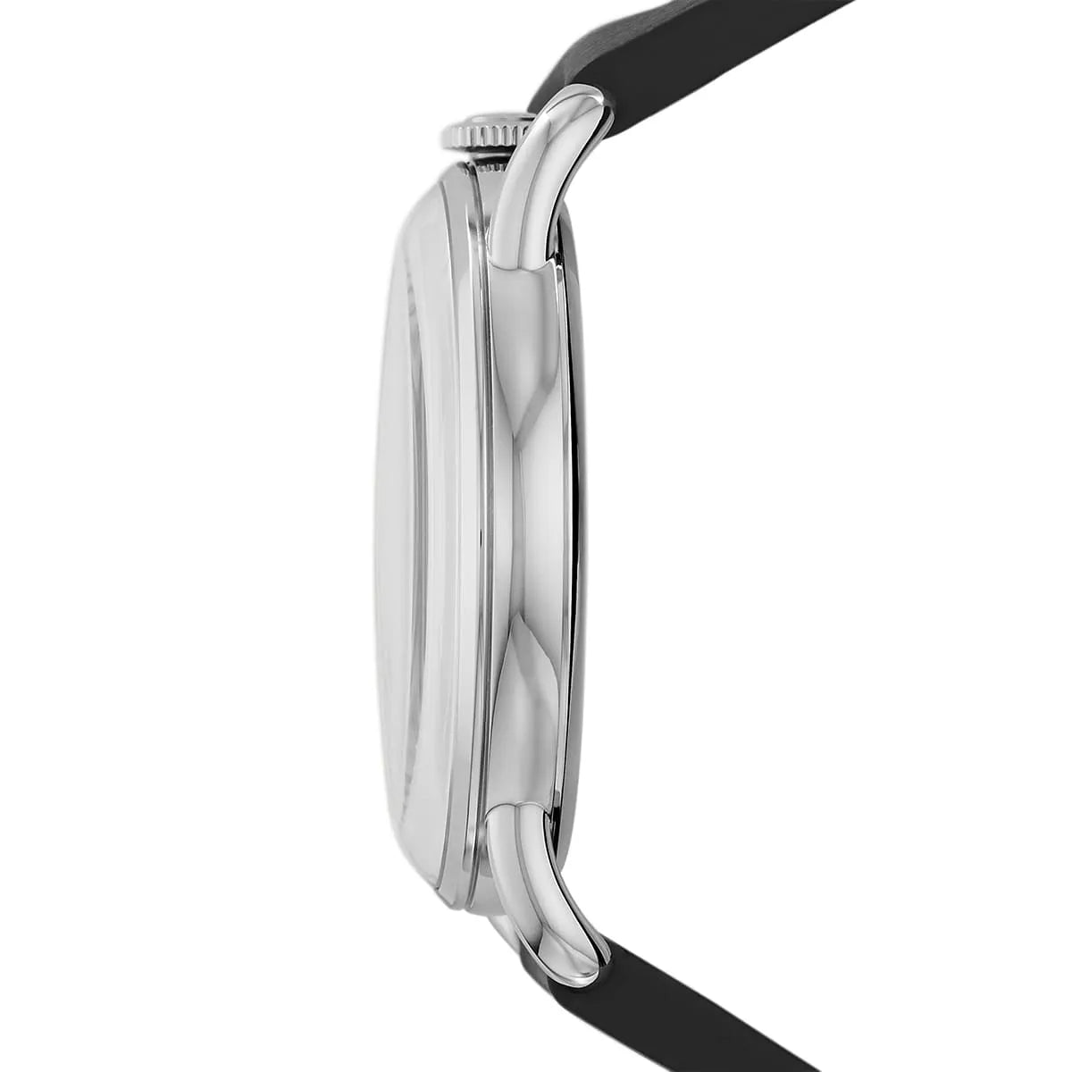 Side profile of Emporio Armani AR11336 watch showing case thickness and stainless steel bezel