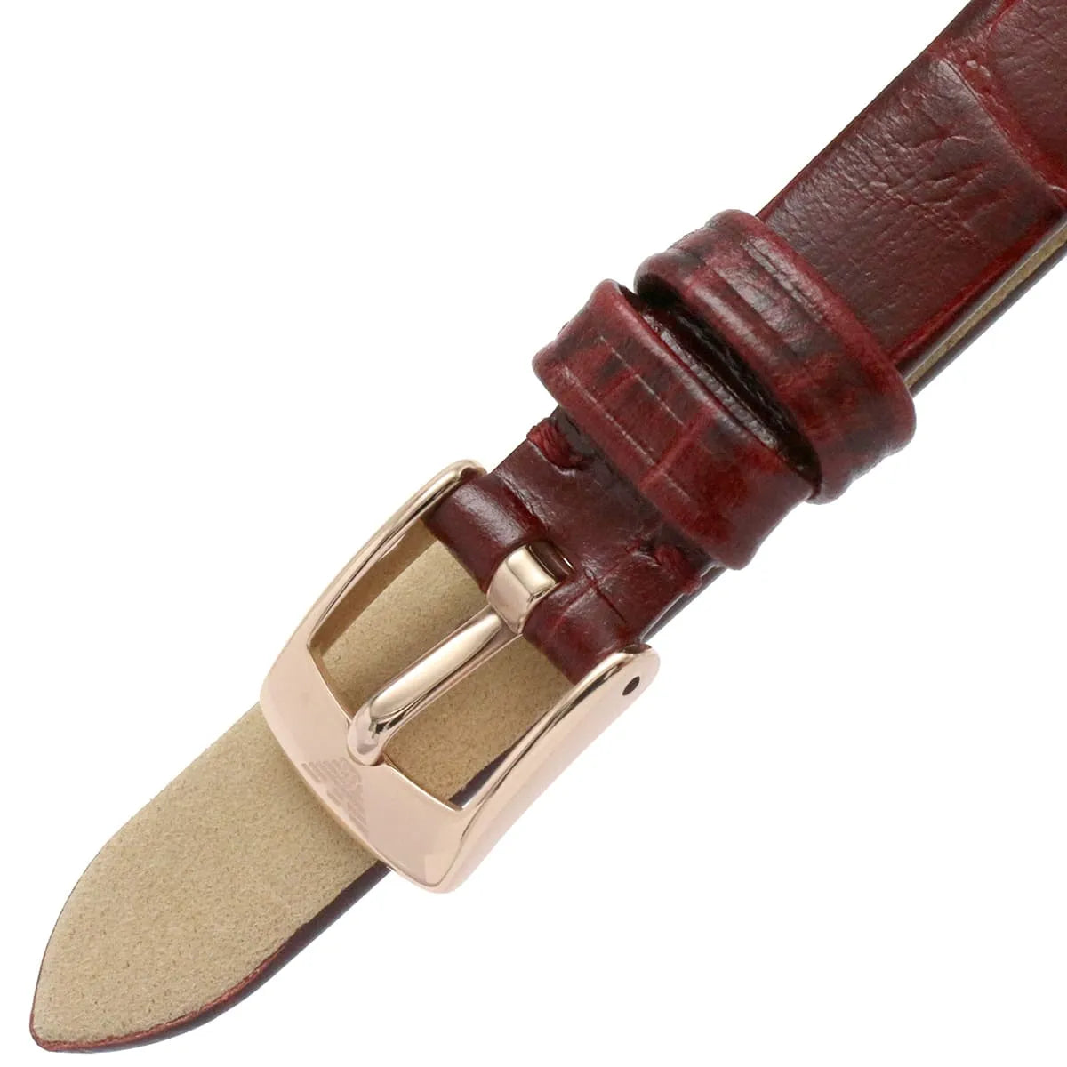 Emporio Armani AR11357 red croc-embossed leather strap with rose gold buckle and clasp detail