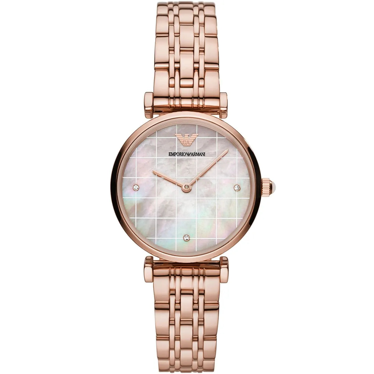 Emporio Armani AR11385 women's watch with multicolor dial and rose gold metal bracelet