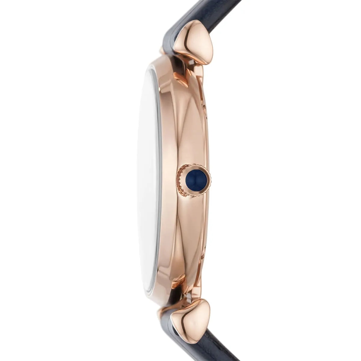 Side profile of Emporio Armani Gianni T-Bar watch showing case thickness and T-bar lugs
