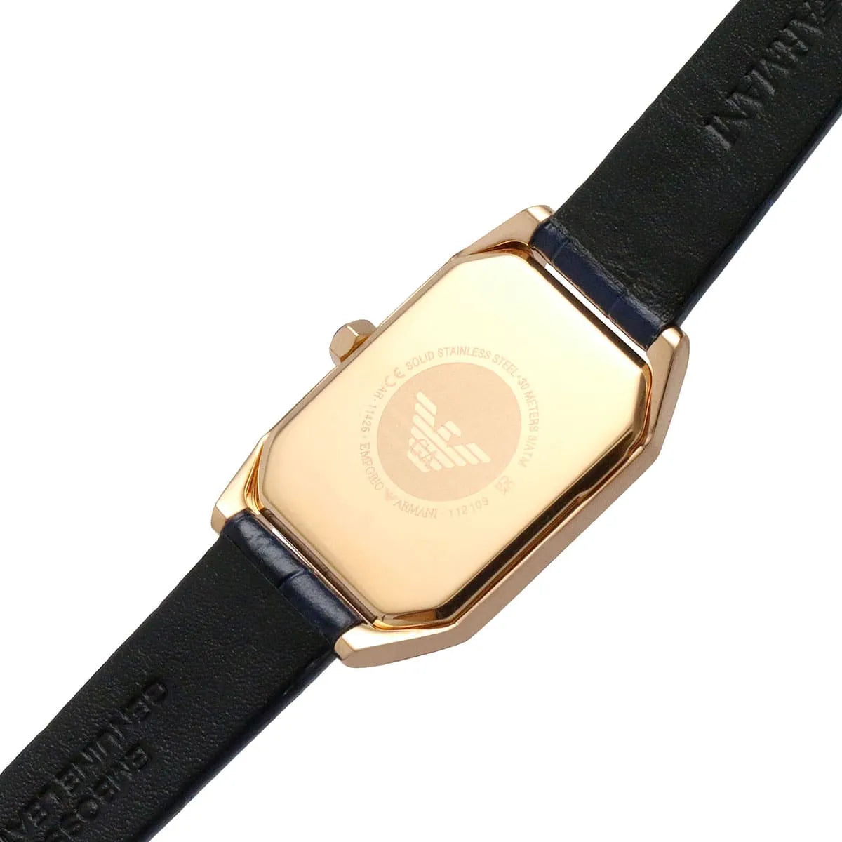 AR11426 blue mother of pearl dial detail with rose gold markers and hands