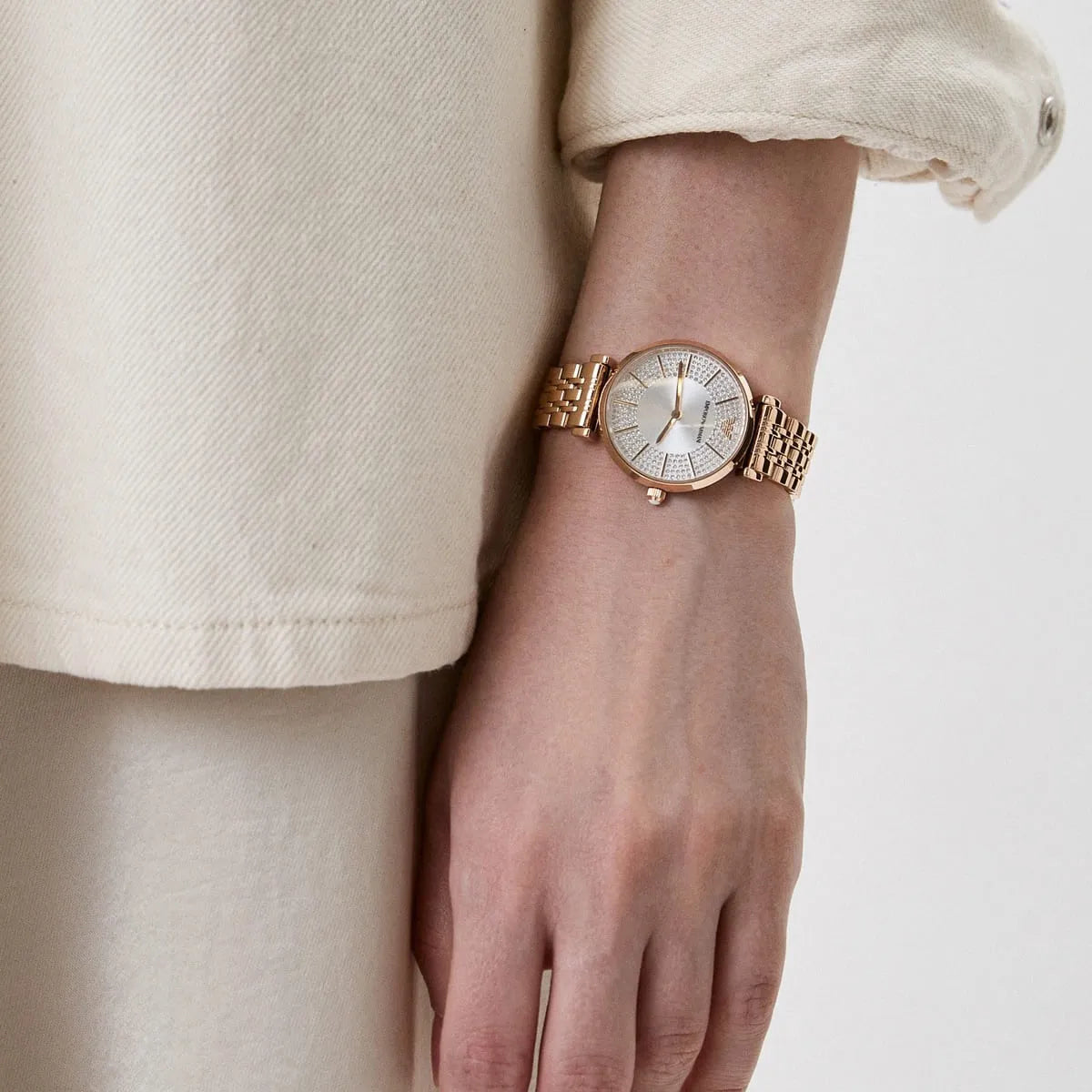 Emporio Armani Gianni T-Bar Rose Gold Women's Watch - AR11446