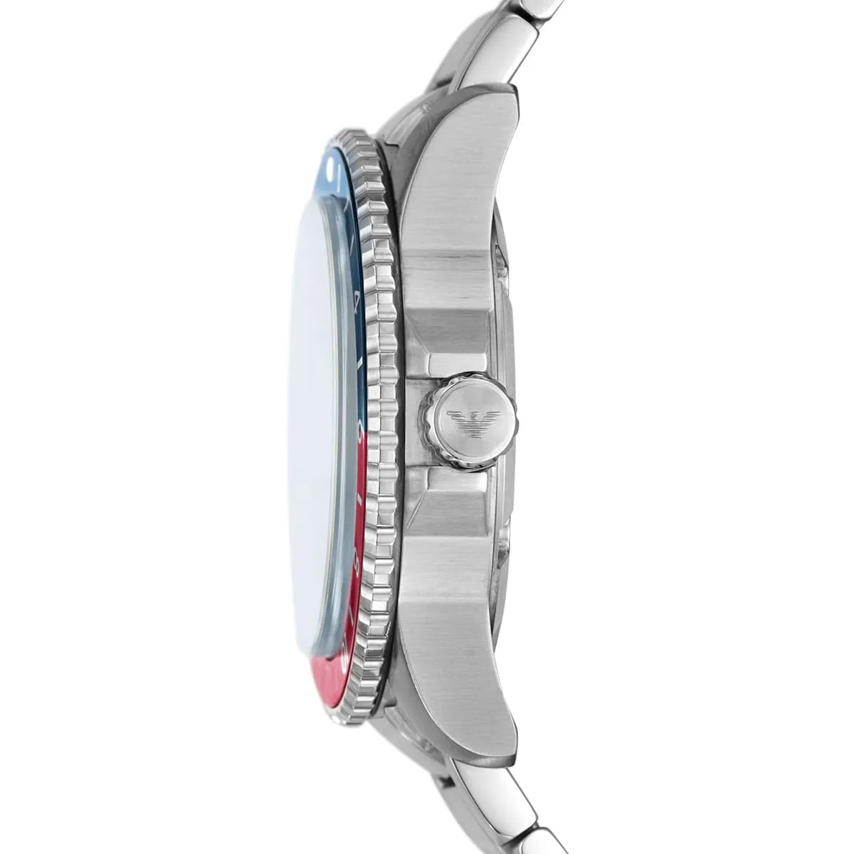 Emporio Armani Diver GMT Dark Blue Enamel Dial Silver Men's Watch - AR11590