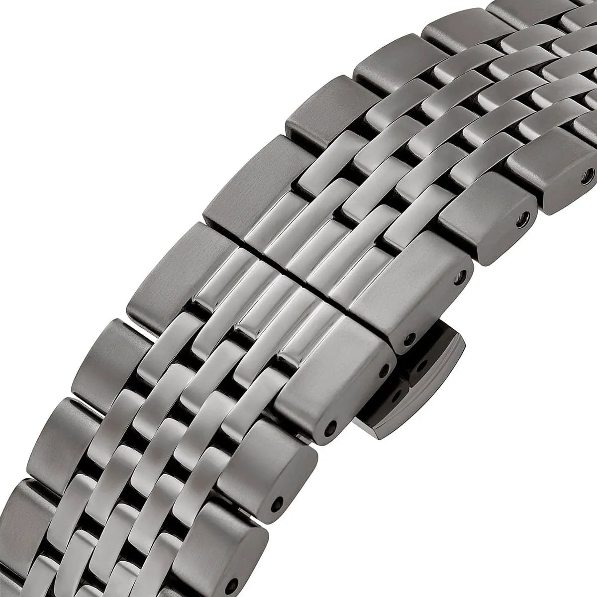 Gunmetal stainless steel link bracelet of Emporio Armani AR11689 Ruggero chronograph watch