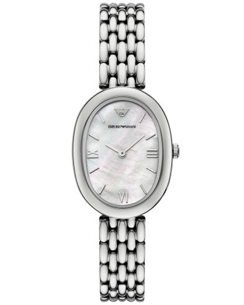 Emporio Armani AR11706 women's watch with silver stainless steel case and bracelet, mother-of-pearl dial with Roman numerals