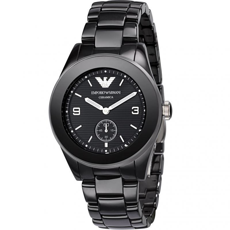 Emporio Armani Ceramica AR1402 women's watch with black dial and ceramic bracelet