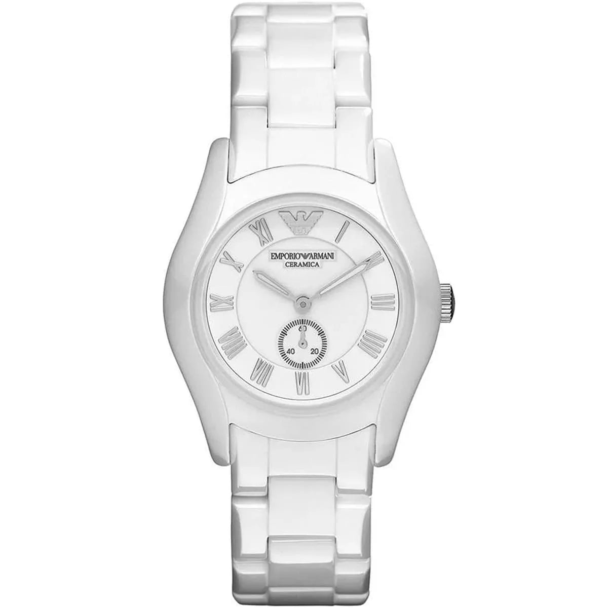 Emporio Armani AR1405 ceramic women's watch with white dial and white ceramic bracelet