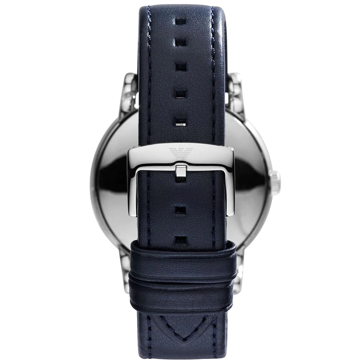 Emporio Armani Luigi AR1731 caseback showing solid stainless steel and specifications
