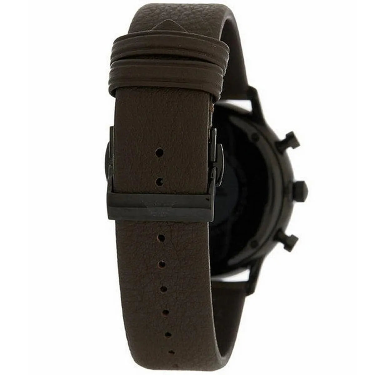 Brown leather strap with gunmetal buckle and adjustment holes