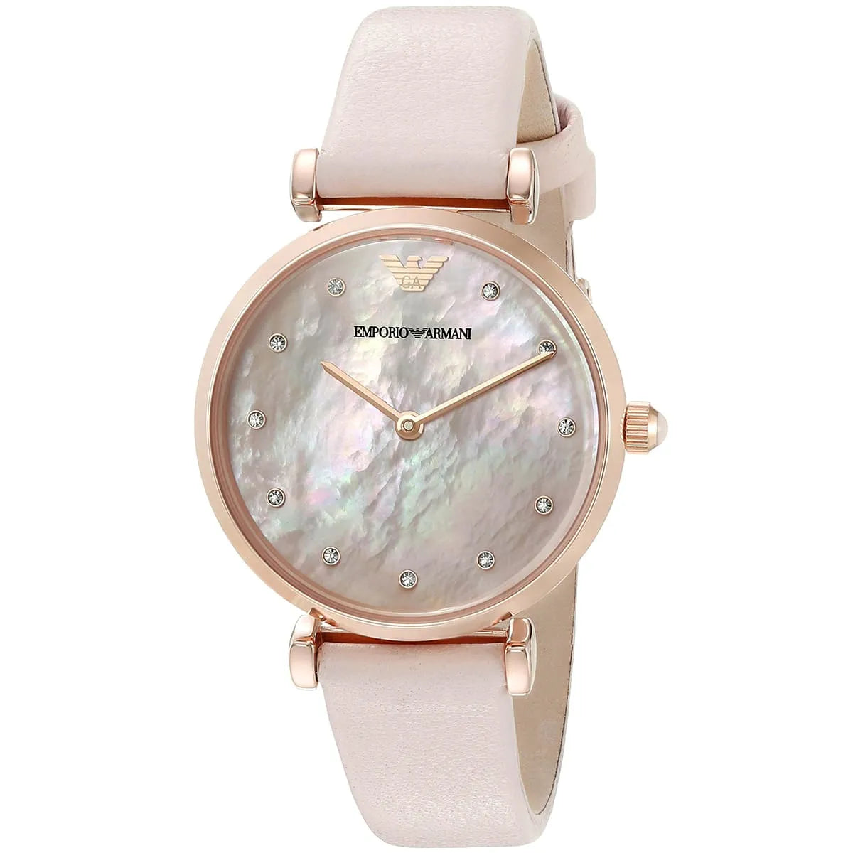Emporio Armani AR1958 Retro Rose Gold Tone Pink MOP Dial Leather Womens Watch AR1958 - Image 3