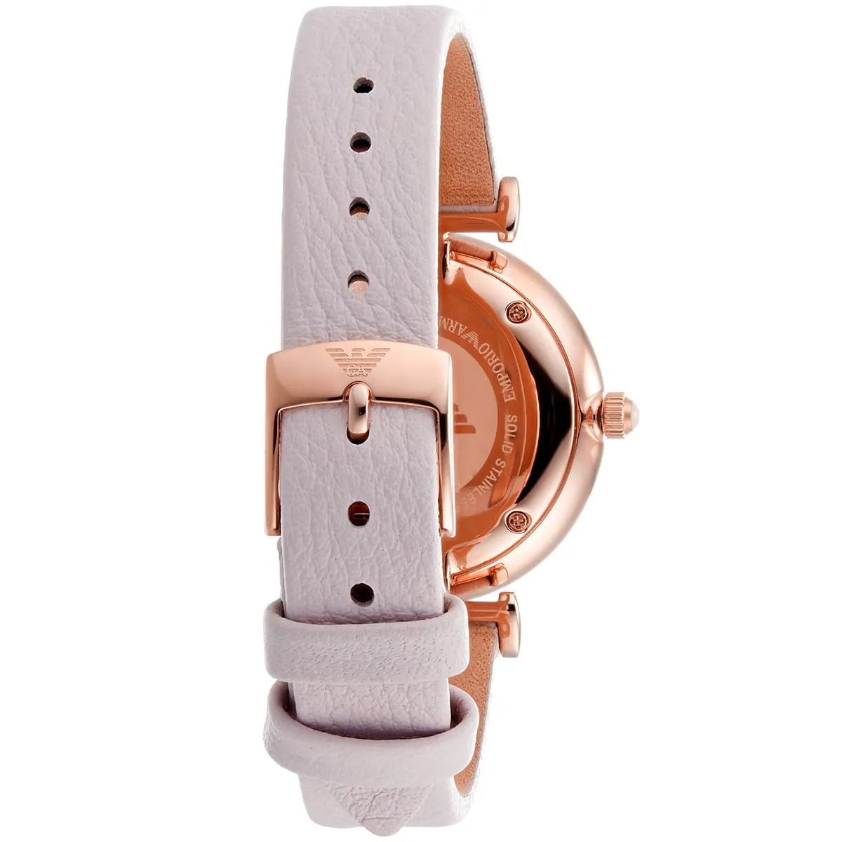 Emporio Armani AR1958 Retro Rose Gold Tone Pink MOP Dial Leather Womens Watch AR1958 - Image 4
