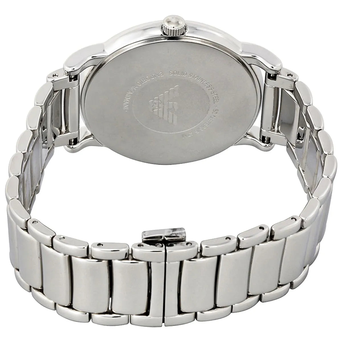 Emporio Armani Luigi AR2499 watch back view with bracelet folded clasp detail