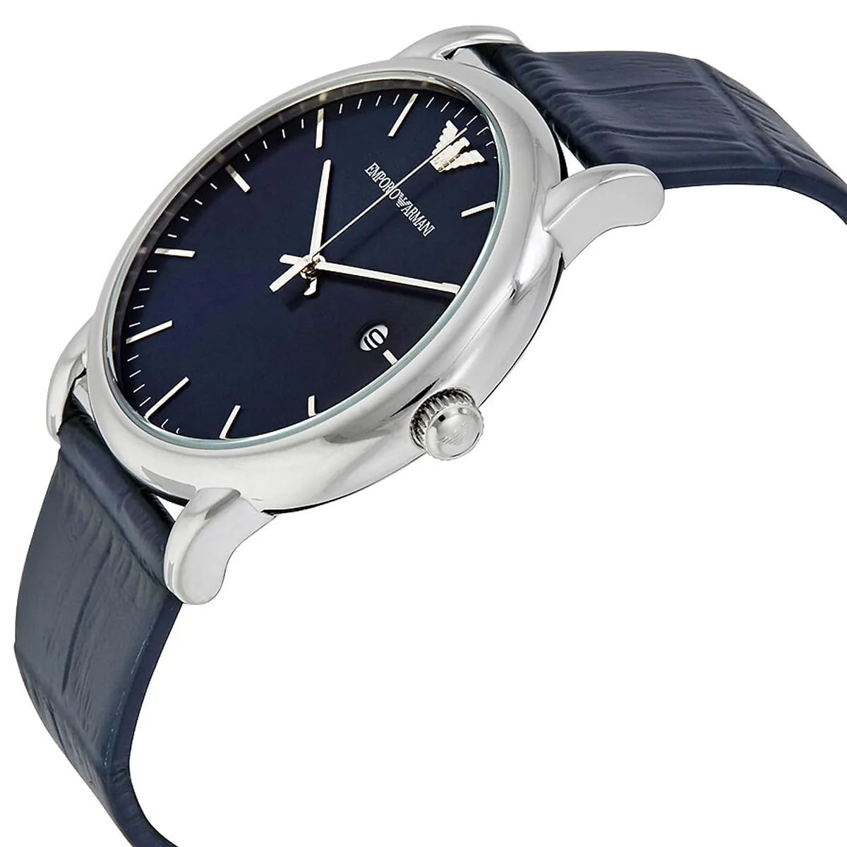 Emporio Armani AR2501 side profile showing silver case thickness and crown