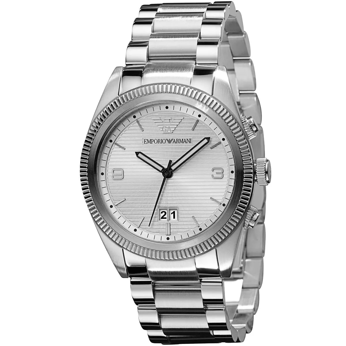 Emporio Armani AR5894 silver stainless steel men's watch with silver dial and date window