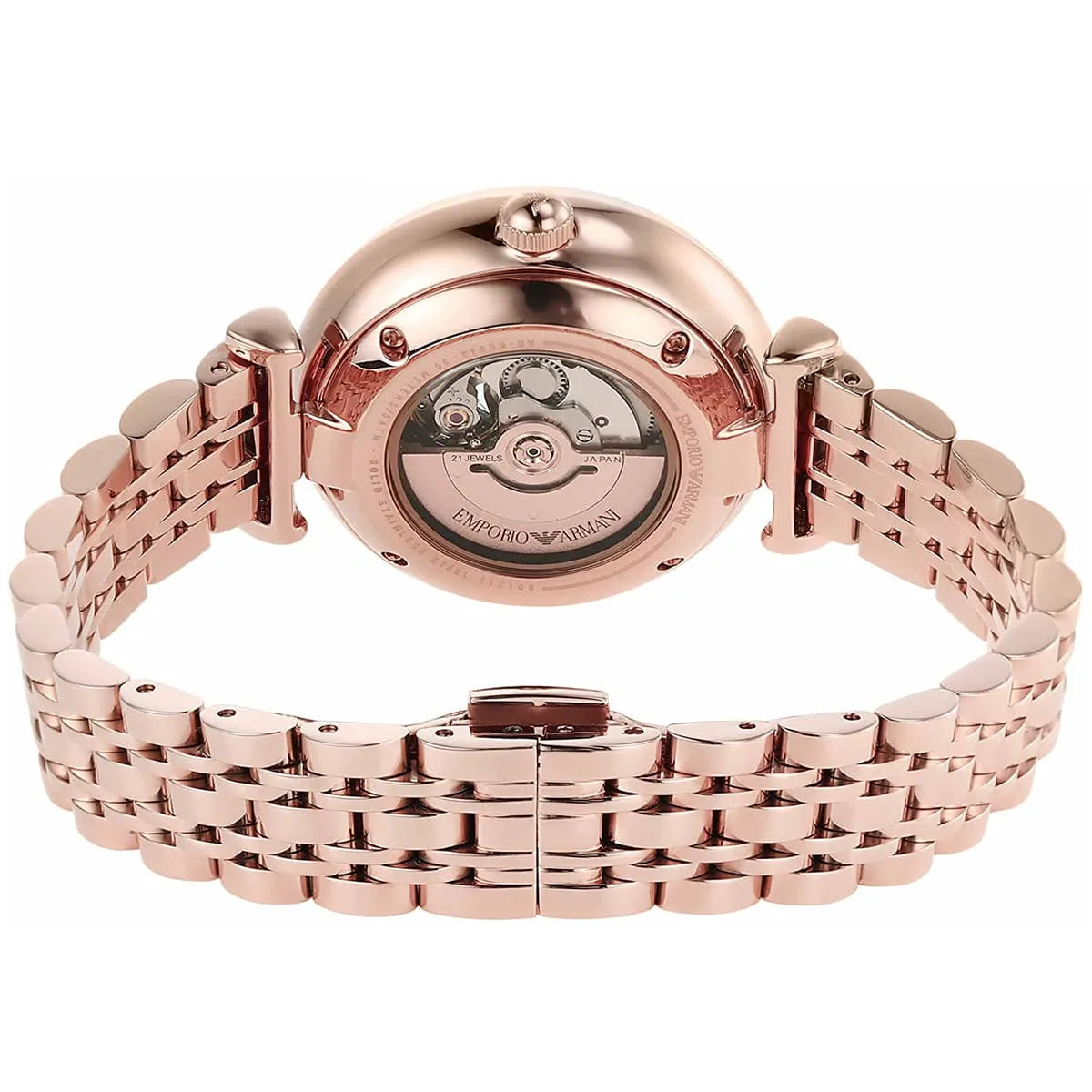 Emporio Armani Meccanico Gianni automatic movement visible through caseback window