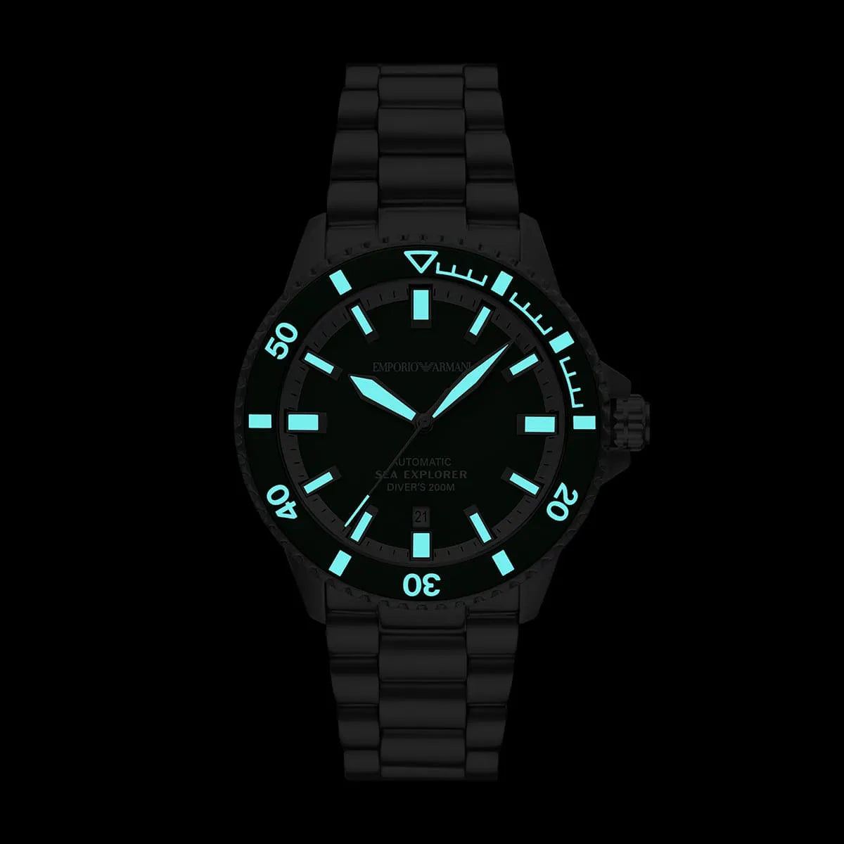 Emporio Armani Sea Explorer Green Dial Silver Steel Strap Watch for Men - AR60088 AR60088 - Image 9