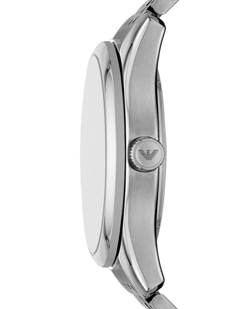 Side profile of Emporio Armani AR60091 watch showing case profile and crown