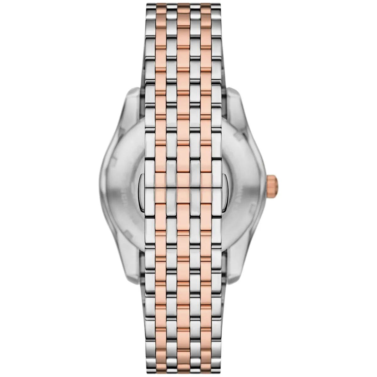 Caseback view of AR60092 automatic movement with two-tone metal case
