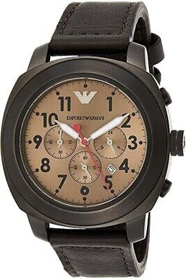 AR6055 Emporio Armani chronograph with beige dial and brown leather band