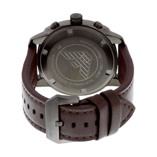 AR6055 watch caseback showing Emporio Armani branding and engravings