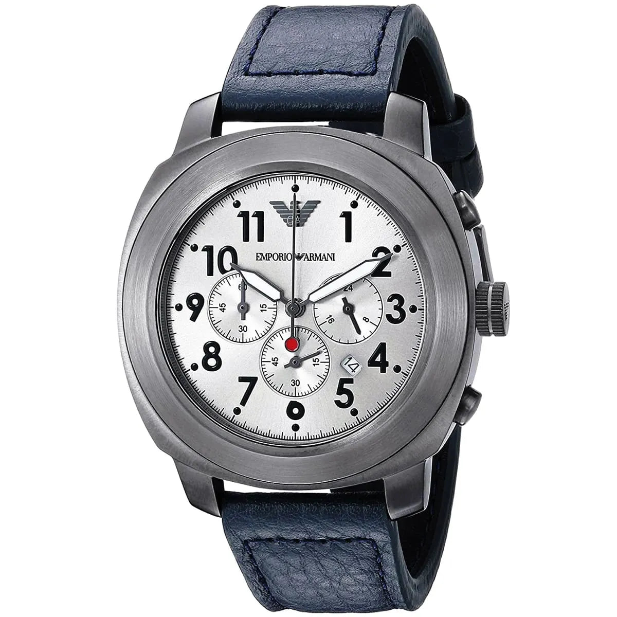 AR6086 Emporio Armani sports watch at angle with chronograph subdials visible