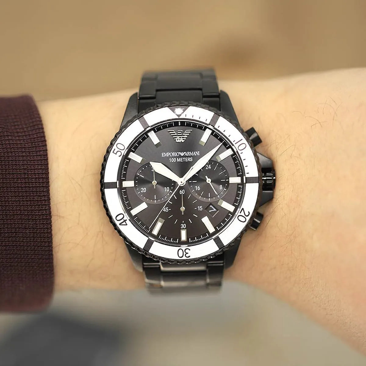 Emporio Armani Diver Chronograph Black Men's Watch - AR80050
