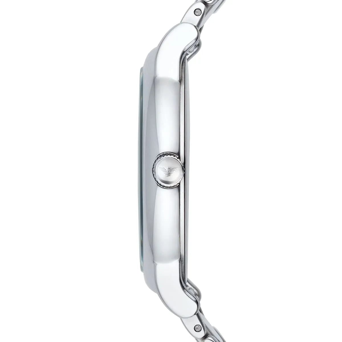 Side profile view of Emporio Armani Luigi AR8033 watch showing case thickness