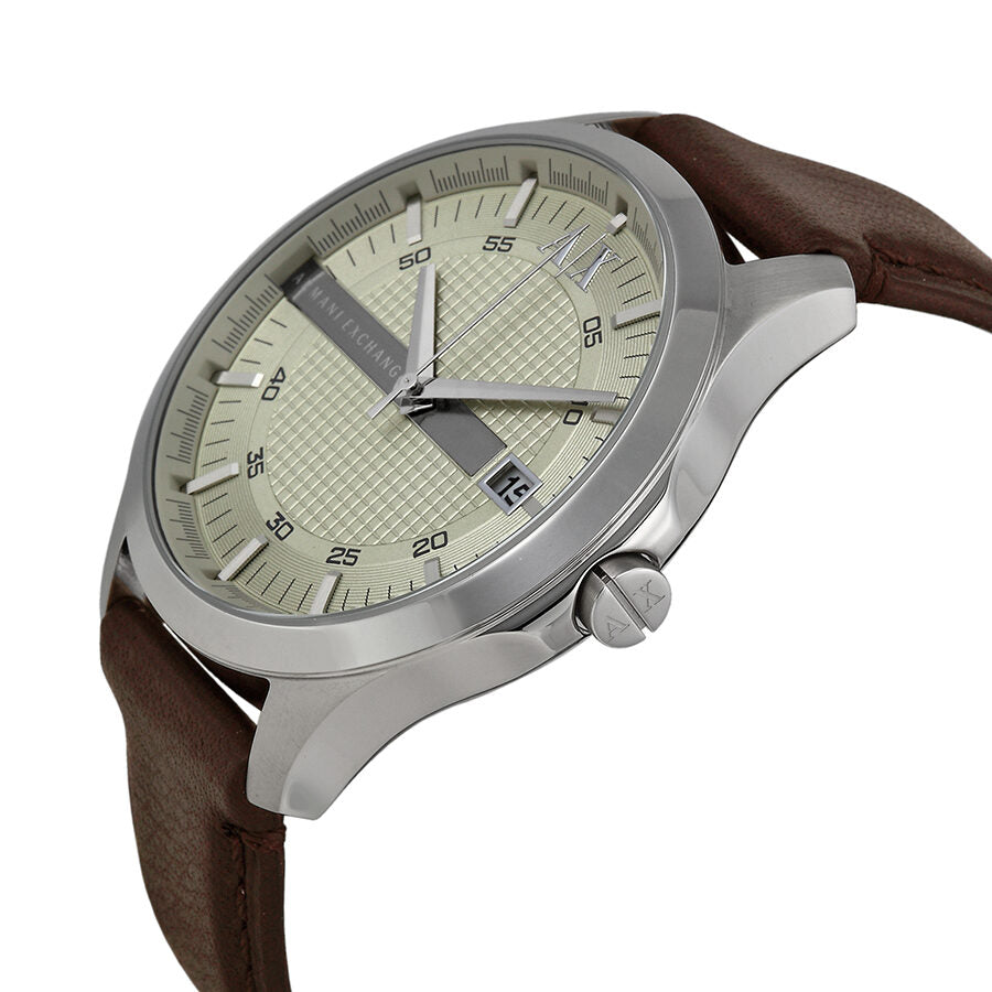 Armani AX Exchange Whitman Silver Dial Brown Leather Men's Watch AX2100 - The Watches Men & CO #2
