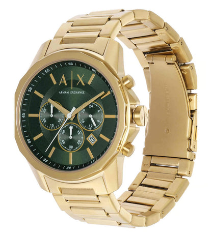 Armani Exchange AX1746 gold-tone chronograph with green dial and stainless steel bracelet